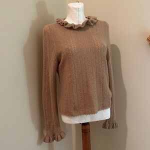 Doen Ruffled Brown Sweater